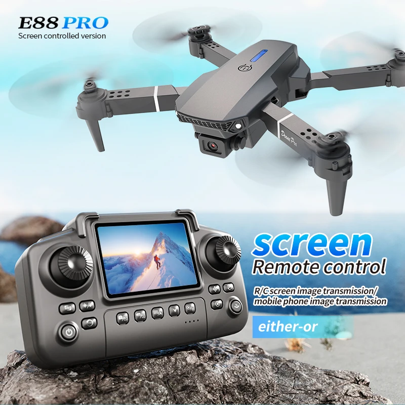 Drone Cinematic - Profissional e88 pro drone com tela